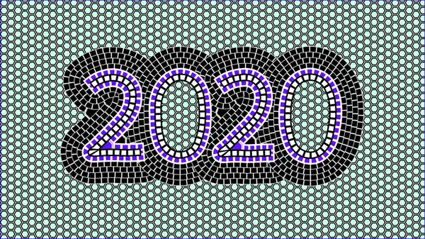 Tipografía 2020 sobre fondo de mosaico . — Foto de Stock