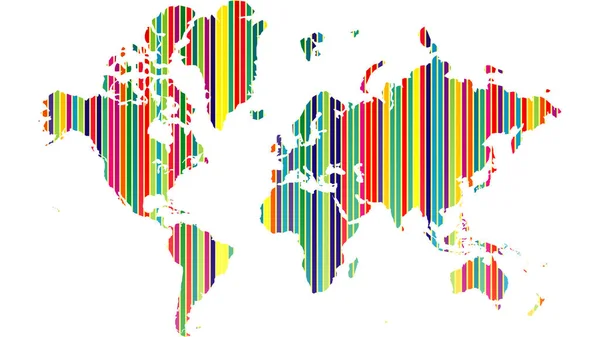 Illustration av Globen karta med geometriska former mönster som införts. — Stockfoto