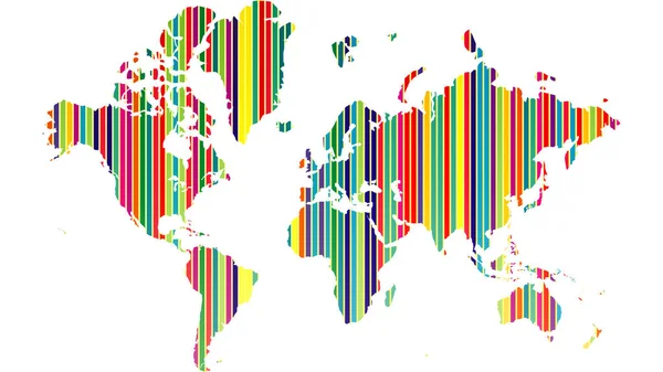 Illustrazione della mappa del globo con motivi geometrici imposti . — Foto Stock