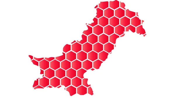 Peigne de miel mosaïque carte de Pakistan avec des formes hexagonales colorées — Photo