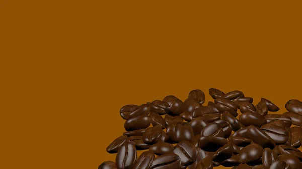 Scattered roasted coffee beans background with copy space for text — Stock Photo, Image