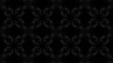 Kaleidoscope siyah arka planda değişen şekiller dumanlı animasyon ile. Animasyonlu Kaleidoscope ile siyah arka plan.
