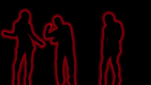 Fille rouge silhouette rayonnante danse sur fond blanc. Vidéo Full HD de danseuse de silhouette isolée sur fond noir — Video