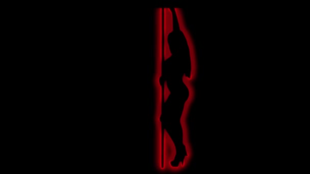 Mädchen rot glühende Silhouette Tanz auf weißem Hintergrund — Stockvideo