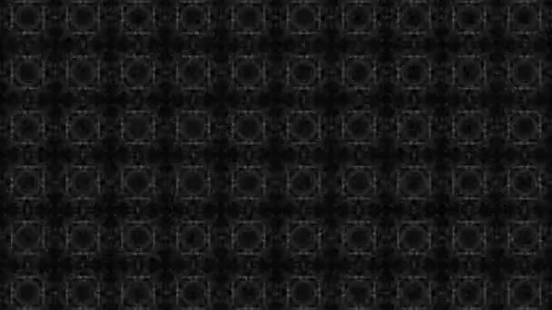 Kaleidoscope siyah arka planda değişen şekiller dumanlı animasyon ile — Stok video