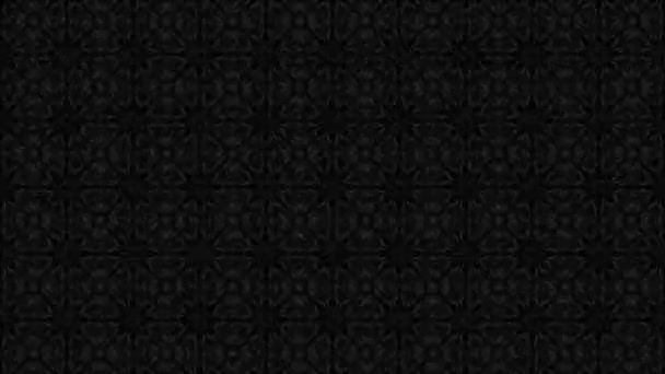 Kaleidoskop na černém pozadí s měnících se kouřových animací. Černé pozadí s animovaným kaleidoskopem. — Stock video