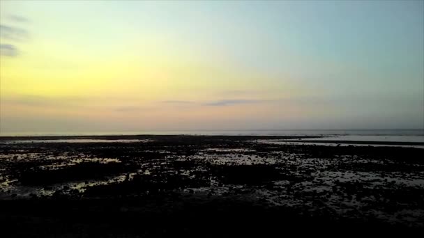 Sunset View Sea Ocean Waves Motion Blue Sky Clouds Background — Stock Video