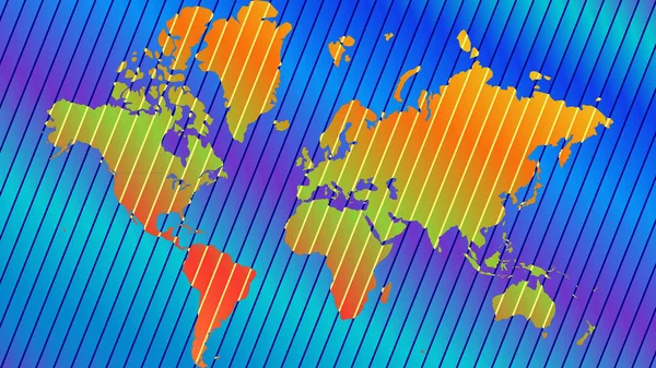 带有几何形状图案的地球地图插图. — 图库照片