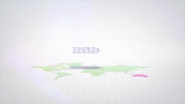 Nyår 2020 Animation Med Världskarta Över Vit Eller Grå Bakgrund — Stockvideo