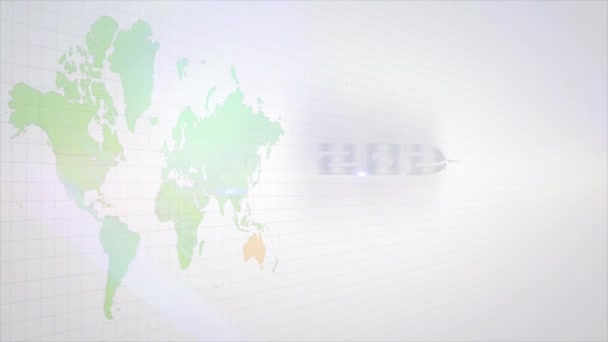 Nieuwjaar 2020 Animatie Met Wereld Kaart Gebroken Witte Grijze Achtergrond — Stockvideo