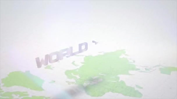 世界旅游文本动画与世界地图关闭白色或灰色背景 世界巡演的概念 — 图库视频影像