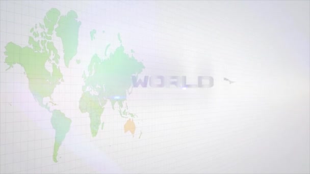 Animação Texto Turnê Mundial Com Mapa Mundo Sobre Fundo Branco — Vídeo de Stock