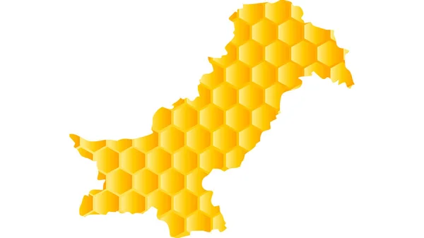 Peigne de miel mosaïque carte de Pakistan avec des formes hexagonales colorées — Photo