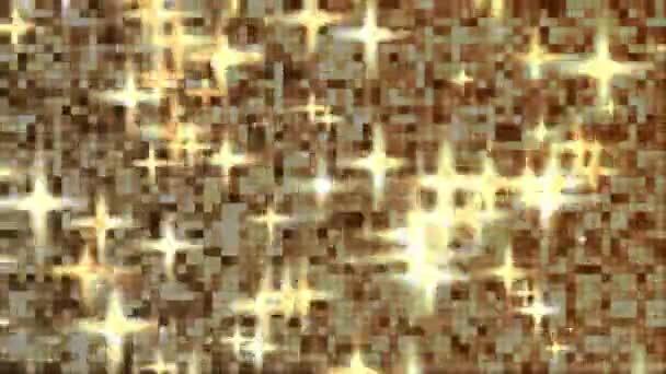 一个抽象的尤利蒂德背景与明亮的金色和无聚焦的灯光效果 格利特复古灯光背景动画 — 图库视频影像