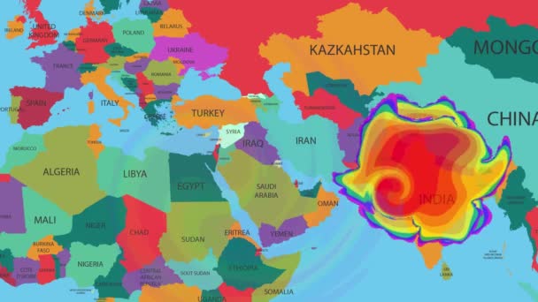 Hava Radarı Uydu Ekranında Görüldüğü Gibi Dünya Haritasında Kasırga Veya — Stok video