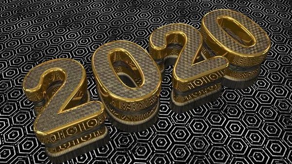 3D純粋な黄金輝くテキスト"2020" — ストック写真