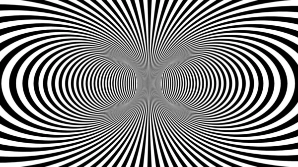 Hypnotisk psykedelisk illusion bakgrund med svarta ränder. — Stockfoto