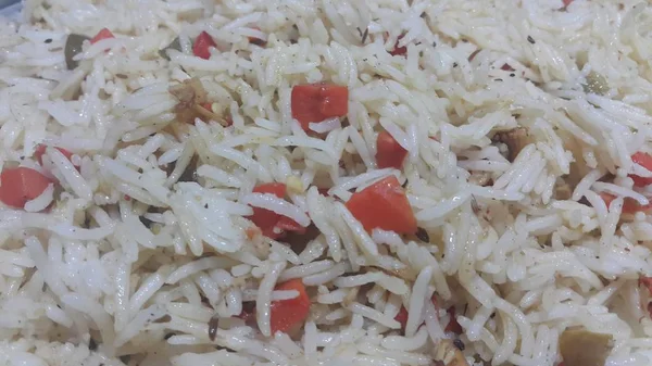 Padi Basmati pulao atau pulav dengan chana, atau hidangan nasi sayuran — Stok Foto