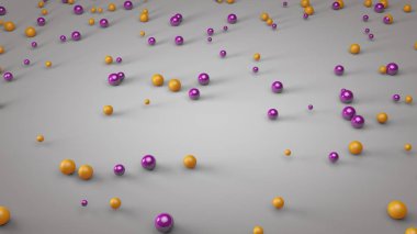 3d beyaz ayna cam zemin üzerinde camsı parlak renkli topları yakın çekim render