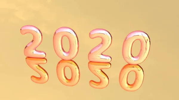 Γράμμα 2020 με 3D σχήματα σε ένα όμορφο φόντο. — Φωτογραφία Αρχείου