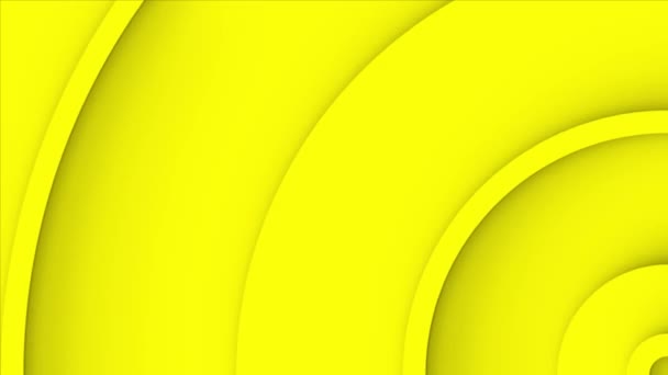 Abstraktní pozadí s rostoucími kruhovými pruhy. Opakování animace na pozadí se žlutými soustředými kruhy přesunující se z pravého dolního rohu.