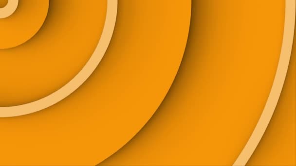 円形のストライプが成長している抽象的な背景 左上隅から移動するオレンジ色の同心円を持つ背景アニメーションのループ — ストック動画