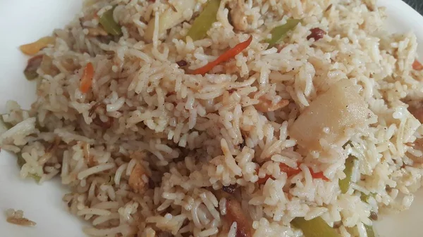 Basmati rijst Pulao of pulav met chana, of plantaardige rijst met behulp van chana — Stockfoto