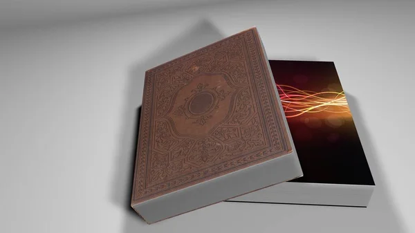Beautiful book or note book on a colored background with shadow from light