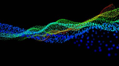 Parlak renkli parlak bokeh küreler ile siyah soyut doku arka plan