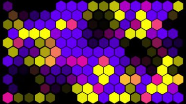 Renkli altıgenlerin hareketli arka planı pürüzsüz döngü