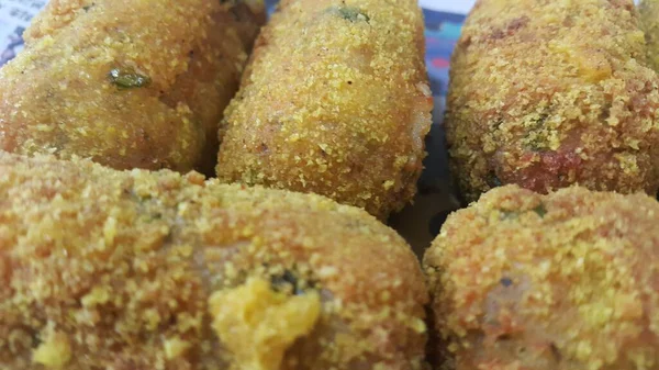 Closeup Perspective View Home Made Spicy Delicious Croquettes Served Tea — Stock Photo, Image