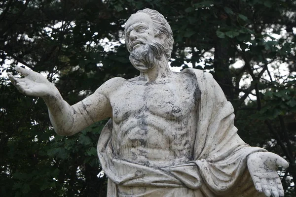 Ancient Marble Portrait Man Beard Placed Public Park — Stock Photo, Image