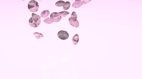 Samling Blanke Diamantkrystaller Edelstein Rosa Bakgrunn Smykkenes Bakgrunn Med Diamanter – stockfoto