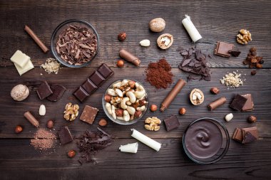 Nefis ve lezzetli çikolata arka plan çeşitli