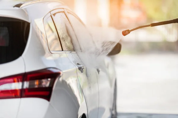 Reinigen Van Auto Met Hogedruk Autowassen Wasmachine — Stockfoto