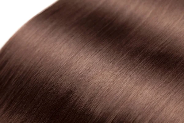 豪華なまっすぐ光沢のある茶色の髪でクローズ アップ — ストック写真