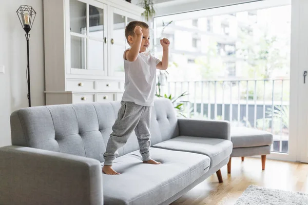 Cute Child Home Sofa Living Room — Stock Photo, Image