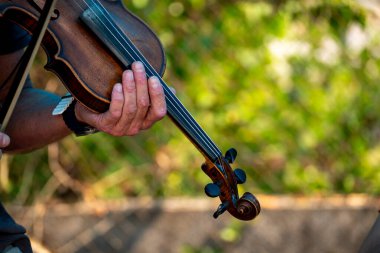 Bir kemancının performansının güzel ve zarif sanatı Bir Zarafet Anı