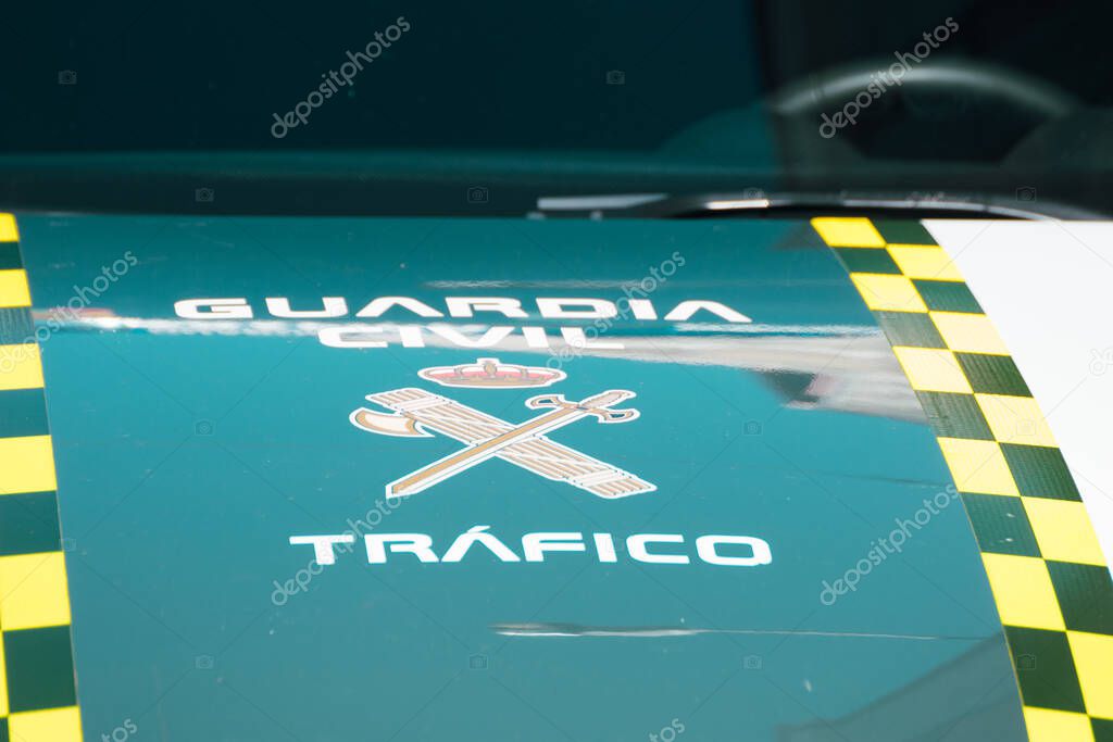 Emblem on the hood of a Spanish traffic police car, Official Vehicle