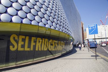 Birmingham, UK: June 29, 2018: Selfridges is one of Birmingham city's most distinctive and iconic landmarks. It is part of the Bullring Shopping Centre.  clipart