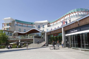 Birmingham, UK: June 29, 2018: The Bullring Shopping Centre - Birmingham. People shopping in the pedestrianised zone near Grand Central Station. - 