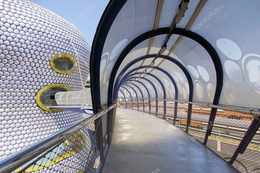 Birmingham, UK: June 29, 2018: View of Selfridges Department Store in Park Street, part of the Bullring Shopping Centre - from the multi-storey car park access bridge.
