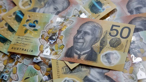 Australian fifty dollar banknote. The new 2019 issue bill is designed to deter counterfeiting, the note is polymer and water resistant with a clear holographic strip.