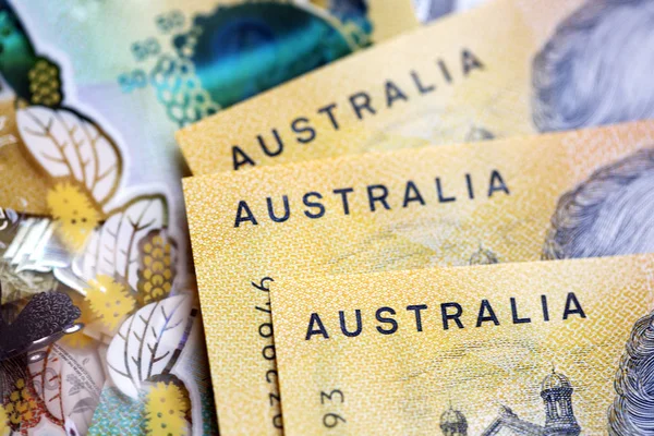 Ausztrál Dollár Bankjegyek 2019 Kérdés Számla Van Szándékos Hoz Elrettent — Stock Fotó