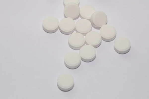 Aspirin Tabletter Vit Bakgrund — Stockfoto