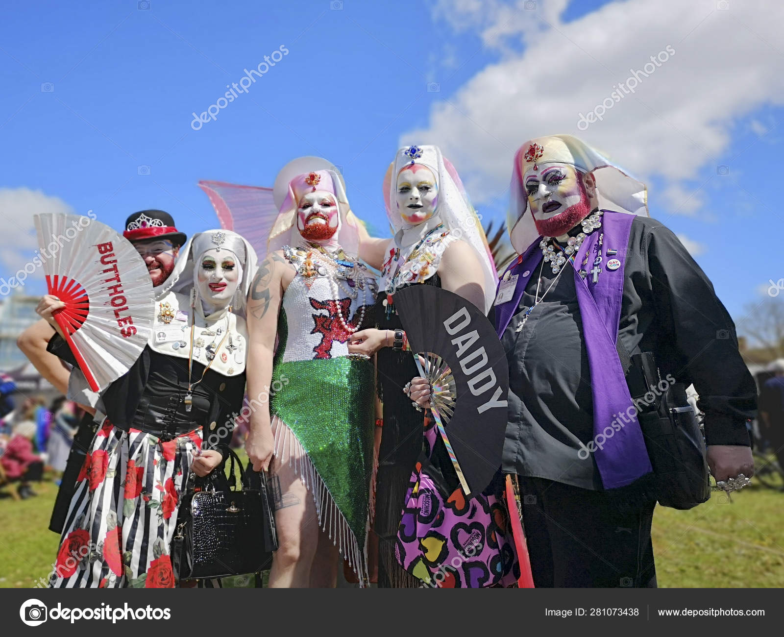 Swansea May 2019 Group Cross Dressing Men Wearing Vibrant Outfits