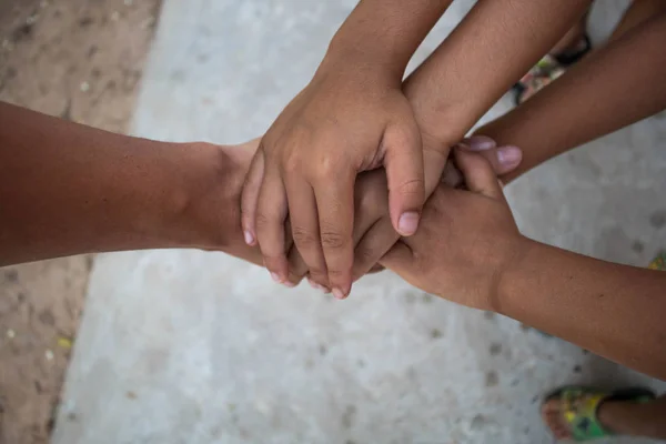 Children Hold Hand Combine Forces Create Friendship Concept — Stock Photo, Image