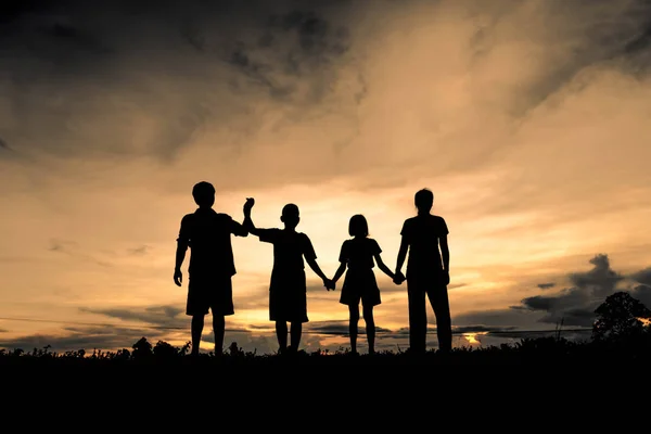 Silhouette Family Friendship Happy Concept Family — Stock Photo, Image