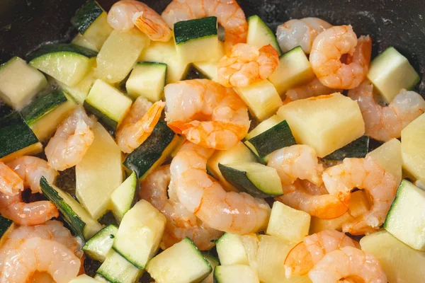 Close Photo Tasty Taco Mixtures Vegetables Shrimps — Stock Photo, Image