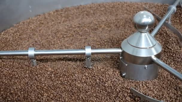 Aromatische Koffie Bonen Worden Geroosterd Professionele Machine — Stockvideo